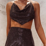 Aleigh Chain Strap Crop Top Black