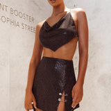 Aleigh Chain Strap Crop Top Black