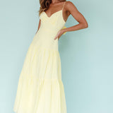 Royce Bow Back Midi Dress Striped Yellow