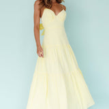Royce Bow Back Midi Dress Striped Yellow