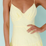 Royce Bow Back Midi Dress Striped Yellow