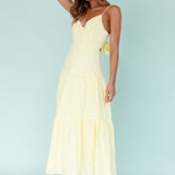 Royce Bow Back Midi Dress Striped Yellow