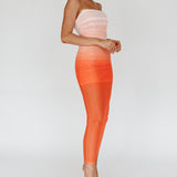 Logan Strapless Ruched Midi Dress Gradient Orange