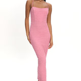 Logan Cami Strap Midi Dress Embellished Pink