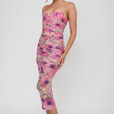 Logan Cami Strap Midi Dress Flower Pink