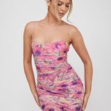 Logan Cami Strap Midi Dress Flower Pink