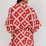 Daytona Beach Button-Up Romper Print Burgundy