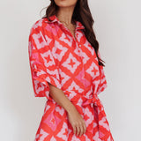 Daytona Beach Button-Up Romper Print Pink