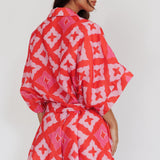Daytona Beach Button-Up Romper Print Pink