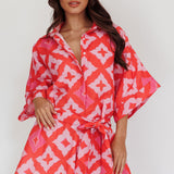 Daytona Beach Button-Up Romper Print Pink
