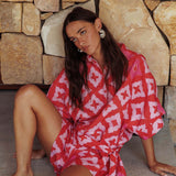 Daytona Beach Button-Up Romper Print Pink