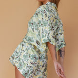 Daytona Beach Button-Up Romper Floral Olive