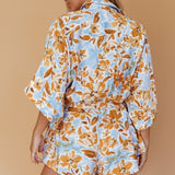 Daytona Beach Button-Up Romper Floral Blue