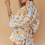 Daytona Beach Button-Up Romper Floral Blue