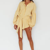 Daytona Beach Long Sleeve Shirt Romper Yellow Stripe