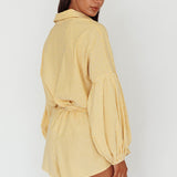 Daytona Beach Long Sleeve Shirt Romper Yellow Stripe