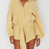 Daytona Beach Long Sleeve Shirt Romper Yellow Stripe