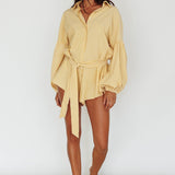 Daytona Beach Long Sleeve Shirt Romper Yellow Stripe