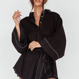 Daytona Beach Long Sleeve Shirt Romper Black