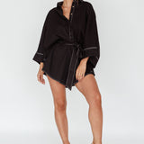 Daytona Beach Long Sleeve Shirt Romper Black