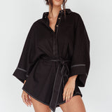 Daytona Beach Long Sleeve Shirt Romper Black