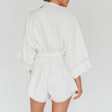 Daytona Beach Long Sleeve Shirt Romper White