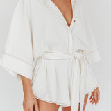 Daytona Beach Long Sleeve Shirt Romper White