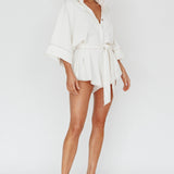 Daytona Beach Long Sleeve Shirt Romper White