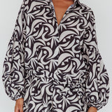 Daytona Beach Long Sleeve Shirt Romper Print Black
