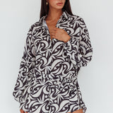 Daytona Beach Long Sleeve Shirt Romper Print Black