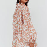 Daytona Beach Long Sleeve Shirt Romper Print Peach