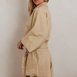 Daytona Beach Button-Up Romper Beige