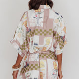 Daytona Beach Button-Up Romper Euro Print Olive
