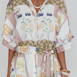 Daytona Beach Button-Up Romper Euro Print Olive