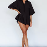 Daytona Beach Button-Up Romper Black