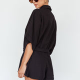 Daytona Beach Button-Up Romper Black