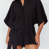 Daytona Beach Button-Up Romper Black