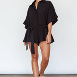 Daytona Beach Button-Up Romper Black