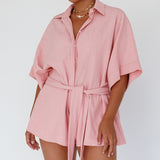 Daytona Beach Button-Up Romper Pink