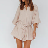 Daytona Beach Button-Up Romper Sand