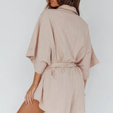 Daytona Beach Button-Up Romper Sand