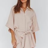 Daytona Beach Button-Up Romper Sand