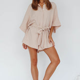 Daytona Beach Button-Up Romper Sand