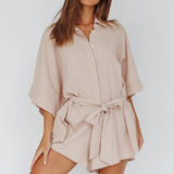 Daytona Beach Button-Up Romper Sand