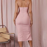 Honor Rhinestone Bust Midi Dress Blush