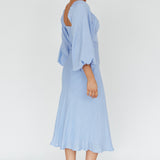 Betina Twist Bust Long Sleeve Midi Dress Blue
