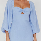 Betina Twist Bust Long Sleeve Midi Dress Blue