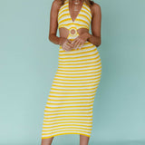 Makaria Cut-Out Crochet Midi Dress Lemon
