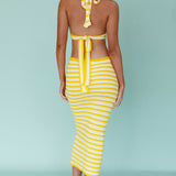 Makaria Cut-Out Crochet Midi Dress Lemon