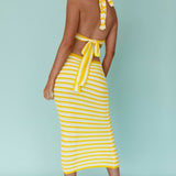 Makaria Cut-Out Crochet Midi Dress Lemon